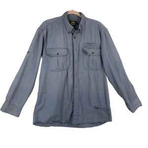 Cabelas’ L Tall Button Down Shirt, Outdoor Gear, Light Grey 100% Cotton